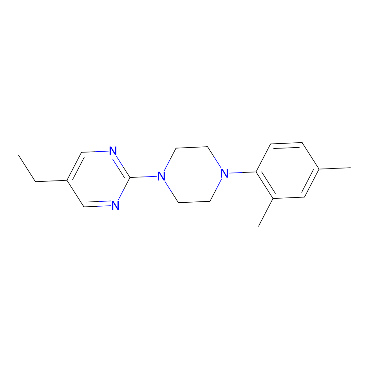 2-[4-(2,4-Dimethylphenyl)piperazin-1-yl]-5-ethylpyrimidine molecular structure, CAS 2770640-30-5