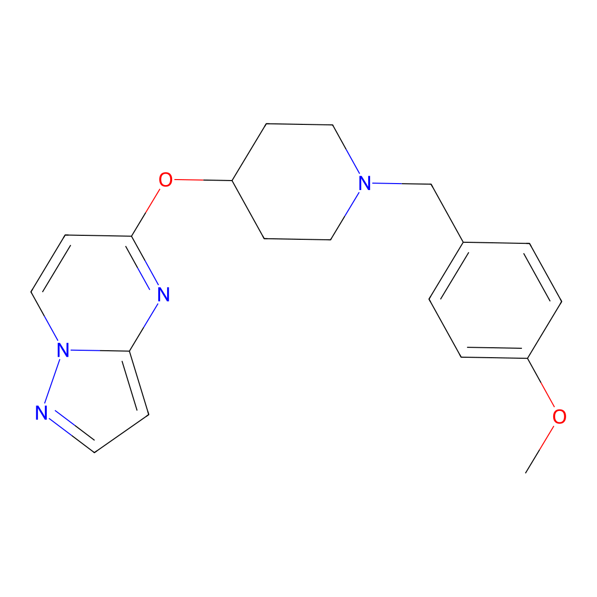 1-[(4-Methoxyphenyl)methyl]-4-{pyrazolo[1,5-a]pyrimidin-5-yloxy}piperidine molecular structure, CAS 2770640-31-6