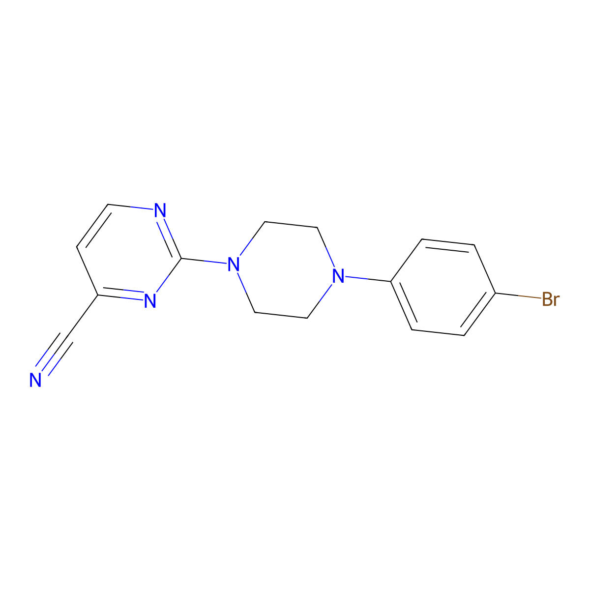 2-[4-(4-Bromophenyl)piperazin-1-yl]pyrimidine-4-carbonitrile molecular structure, CAS 2770640-33-8
