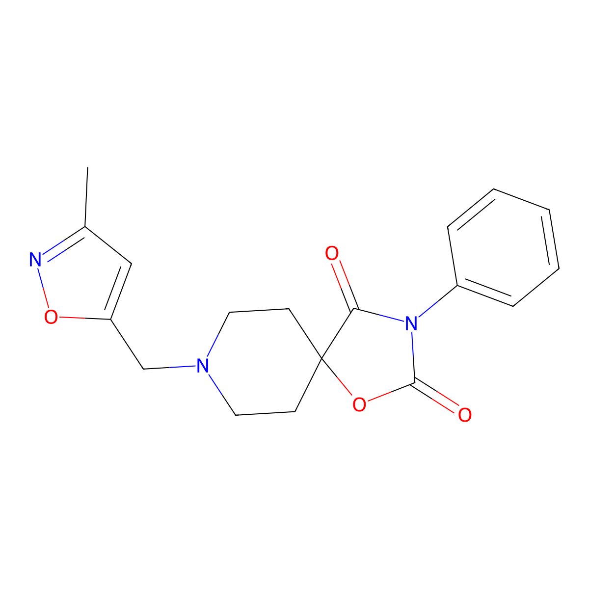 8-[(3-Methyl-1,2-oxazol-5-yl)methyl]-3-phenyl-1-oxa-3,8-diazaspiro[4.5]decane-2,4-dione molecular structure, CAS 2770640-34-9