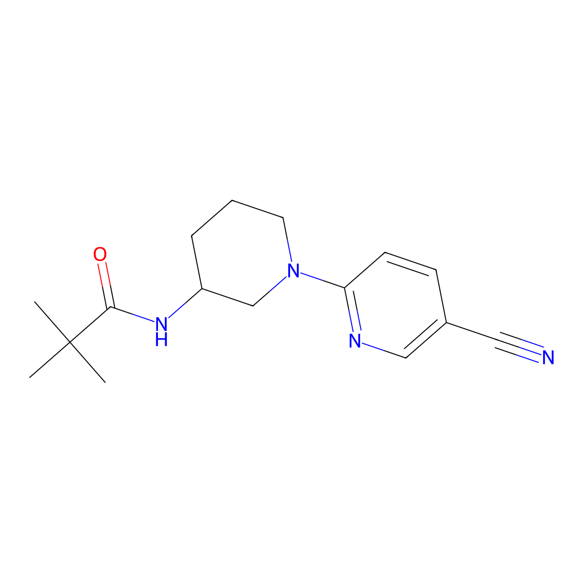 N-[1-(5-cyanopyridin-2-yl)piperidin-3-yl]-2,2-dimethylpropanamide molecular structure, CAS 2770640-44-1