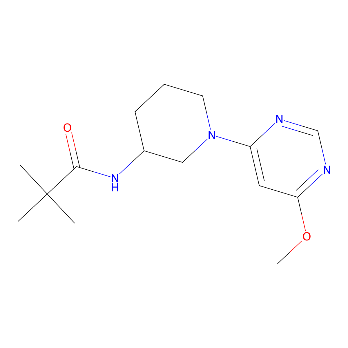 N-[1-(6-methoxypyrimidin-4-yl)piperidin-3-yl]-2,2-dimethylpropanamide molecular structure, CAS 2770640-47-4