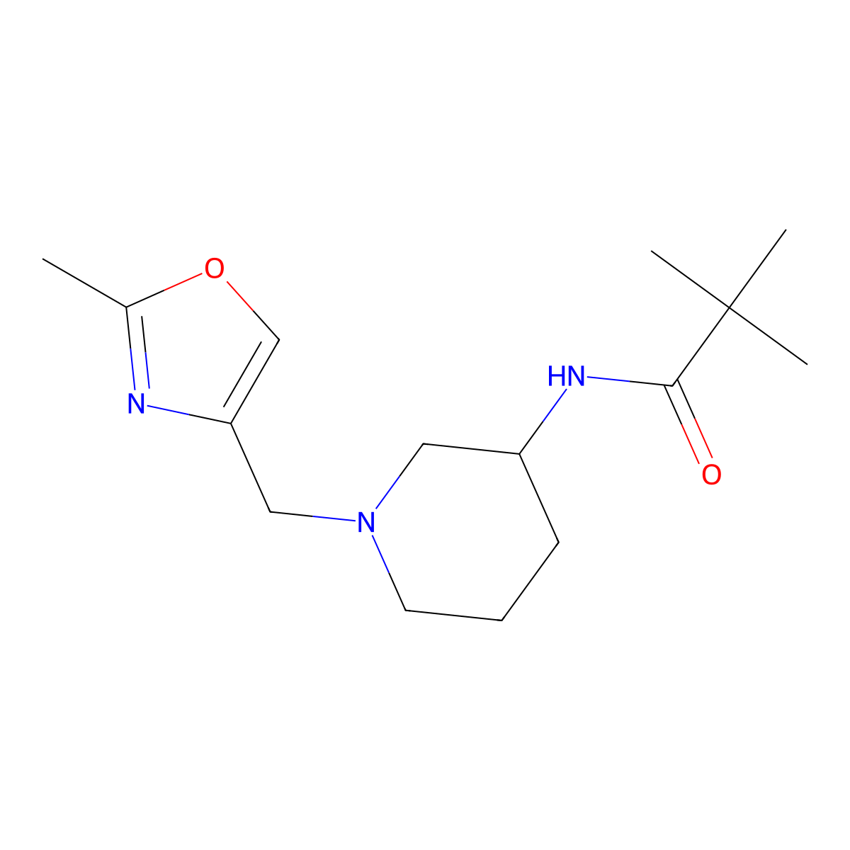 2,2-dimethyl-N-{1-[(2-methyl-1,3-oxazol-4-yl)methyl]piperidin-3-yl}propanamide molecular structure, CAS 2770640-52-1