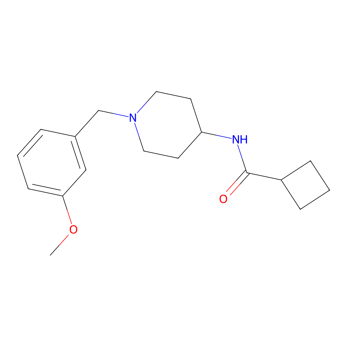 N-{1-[(3-methoxyphenyl)methyl]piperidin-4-yl}cyclobutanecarboxamide molecular structure, CAS 2770640-53-2