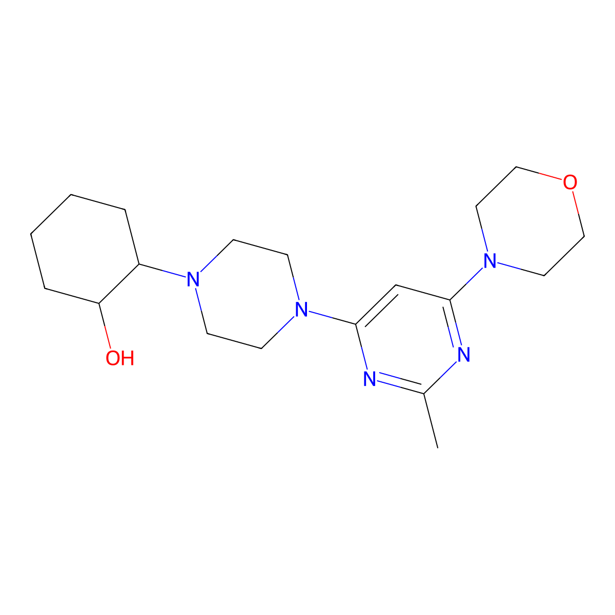 2-{4-[2-Methyl-6-(morpholin-4-yl)pyrimidin-4-yl]piperazin-1-yl}cyclohexan-1-ol molecular structure, CAS 2770640-57-6