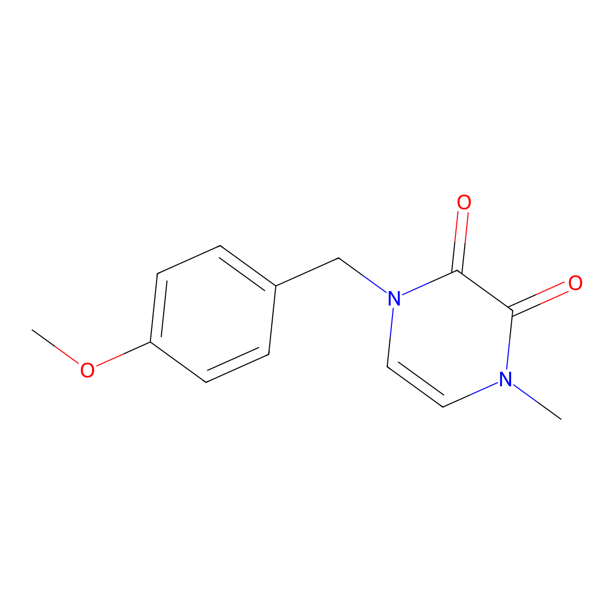 1-[(4-Methoxyphenyl)methyl]-4-methyl-1,2,3,4-tetrahydropyrazine-2,3-dione molecular structure, CAS 2770640-58-7
