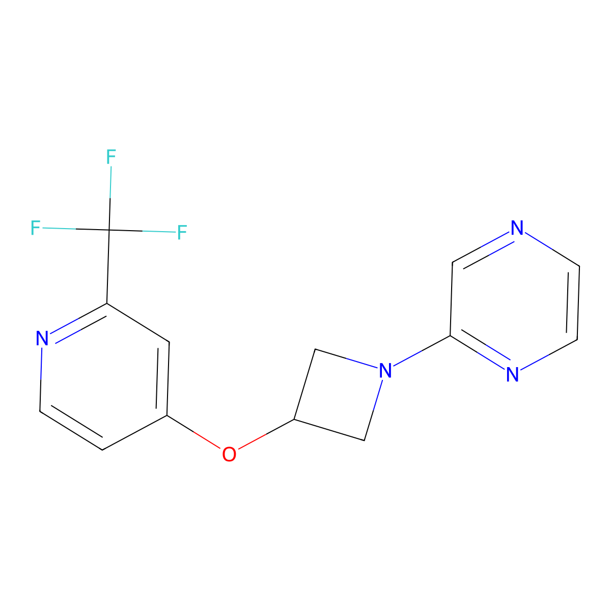 2-(3-{[2-(Trifluoromethyl)pyridin-4-yl]oxy}azetidin-1-yl)pyrazine molecular structure, CAS 2770640-65-6
