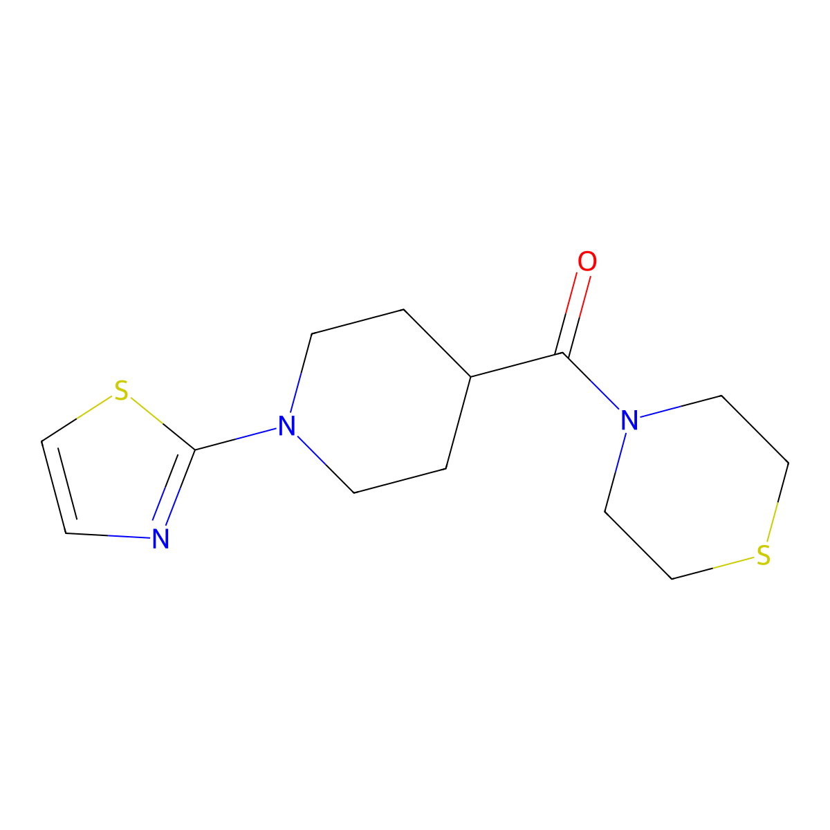 4-[1-(1,3-Thiazol-2-yl)piperidine-4-carbonyl]thiomorpholine molecular structure, CAS 2770640-67-8