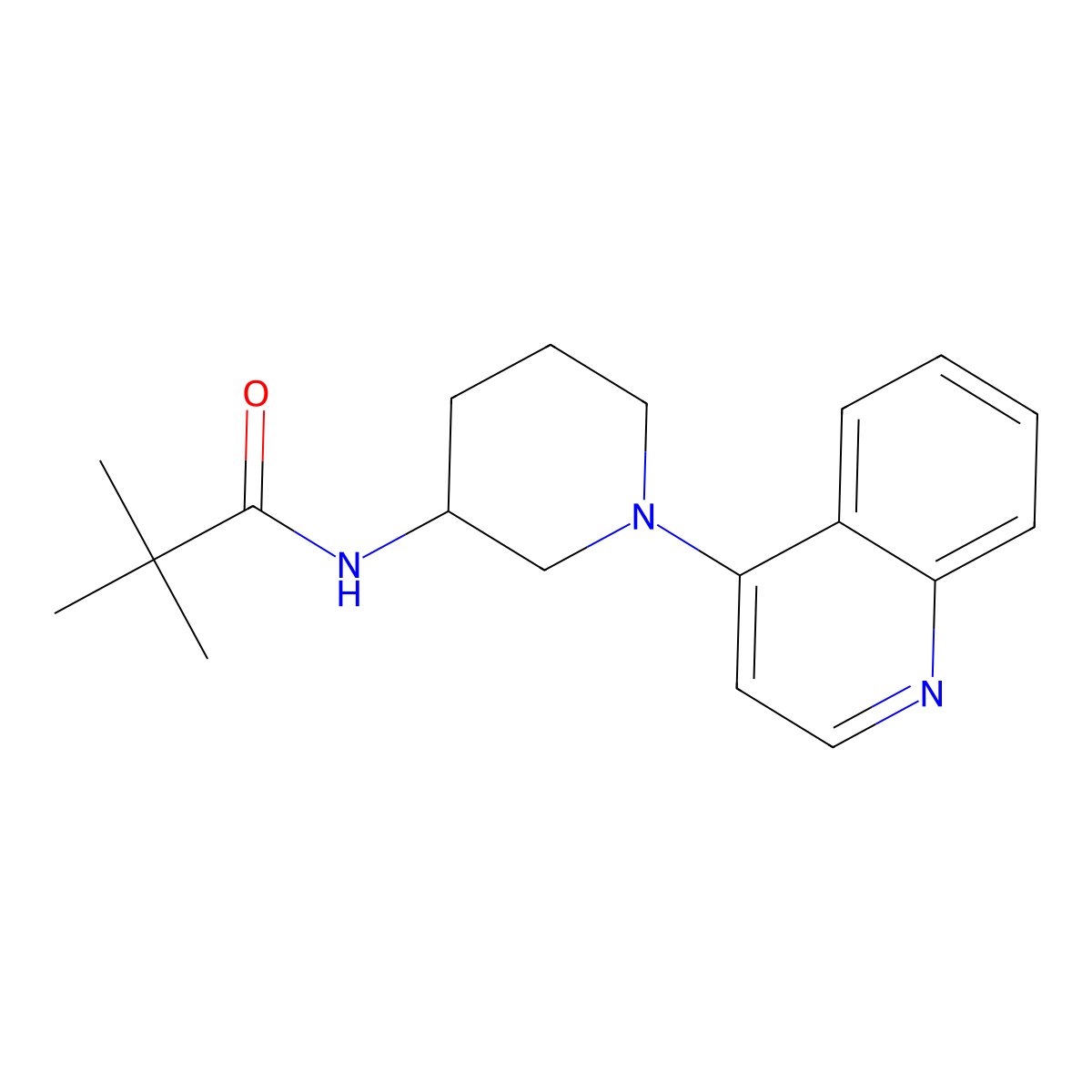 2,2-dimethyl-N-[1-(quinolin-4-yl)piperidin-3-yl]propanamide molecular structure, CAS 2770640-69-0