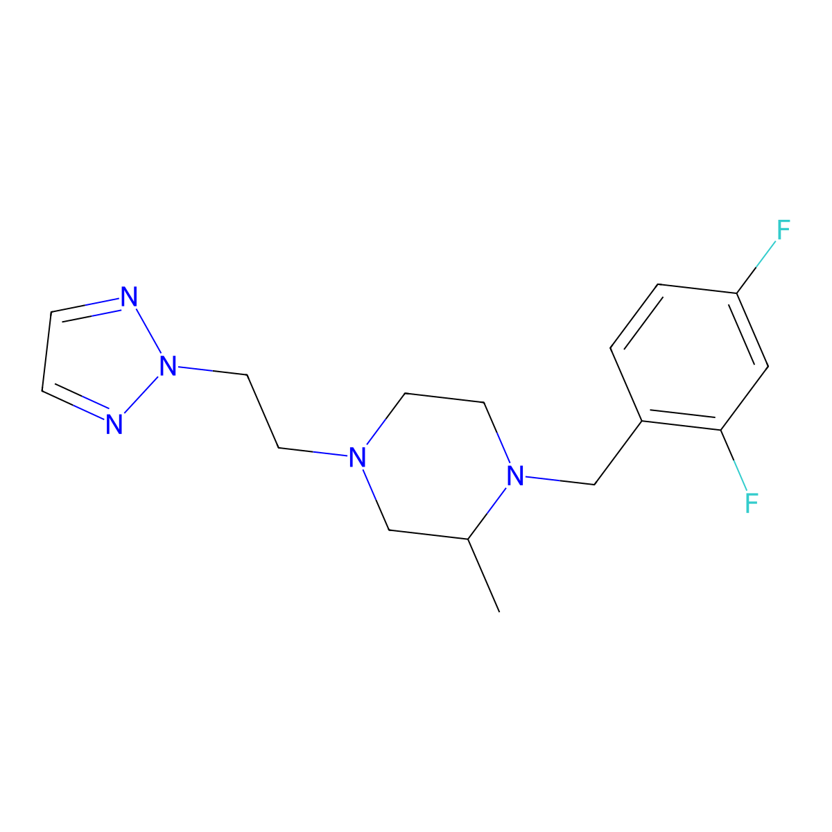 1-[(2,4-difluorophenyl)methyl]-2-methyl-4-[2-(2H-1,2,3-triazol-2-yl)ethyl]piperazine molecular structure, CAS 2770640-70-3