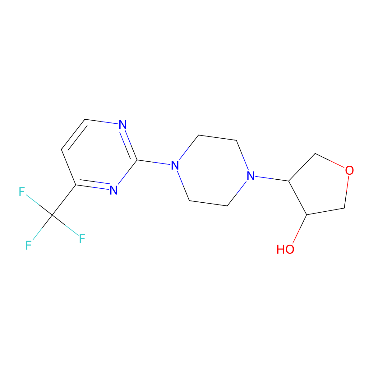 4-{4-[4-(Trifluoromethyl)pyrimidin-2-yl]piperazin-1-yl}oxolan-3-ol molecular structure, CAS 2770640-72-5