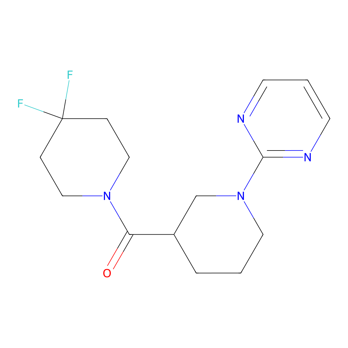 2-[3-(4,4-Difluoropiperidine-1-carbonyl)piperidin-1-yl]pyrimidine molecular structure, CAS 2770640-75-8