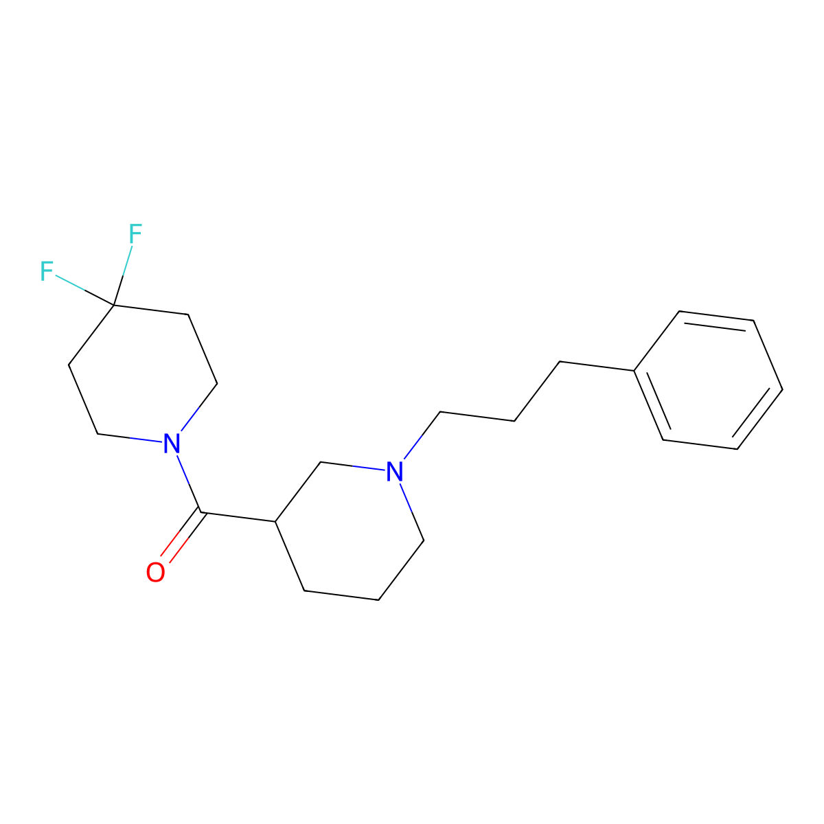4,4-Difluoro-1-[1-(3-phenylpropyl)piperidine-3-carbonyl]piperidine molecular structure, CAS 2770640-76-9