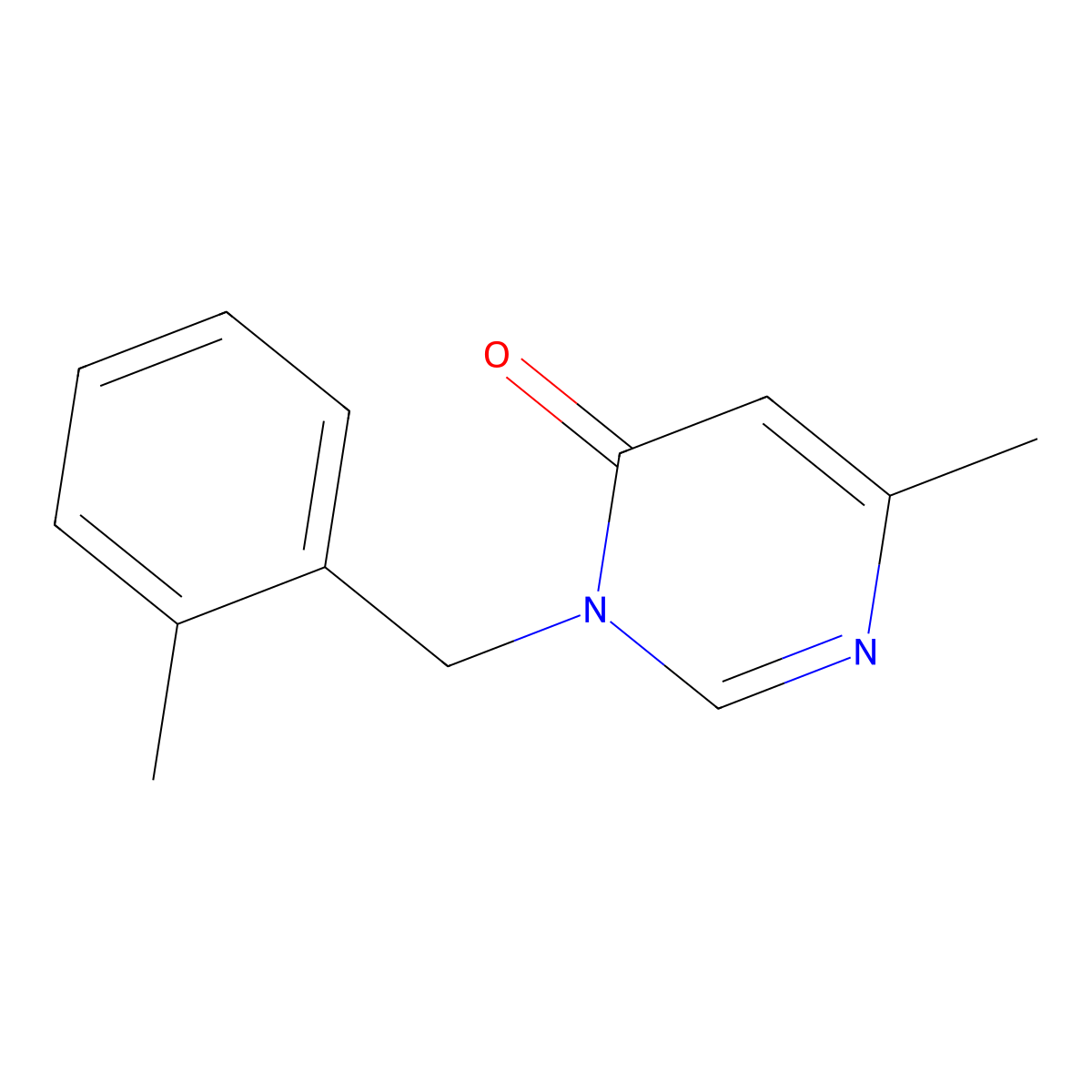 6-Methyl-3-[(2-methylphenyl)methyl]-3,4-dihydropyrimidin-4-one molecular structure, CAS 2770640-79-2