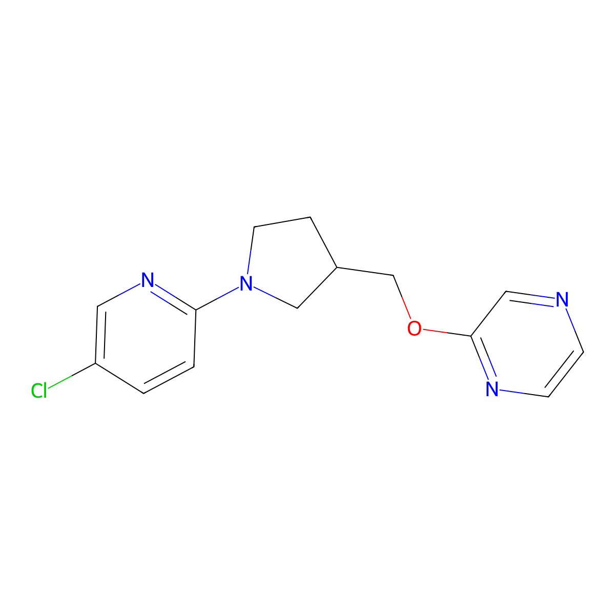 2-{[1-(5-Chloropyridin-2-yl)pyrrolidin-3-yl]methoxy}pyrazine molecular structure, CAS 2770640-81-6