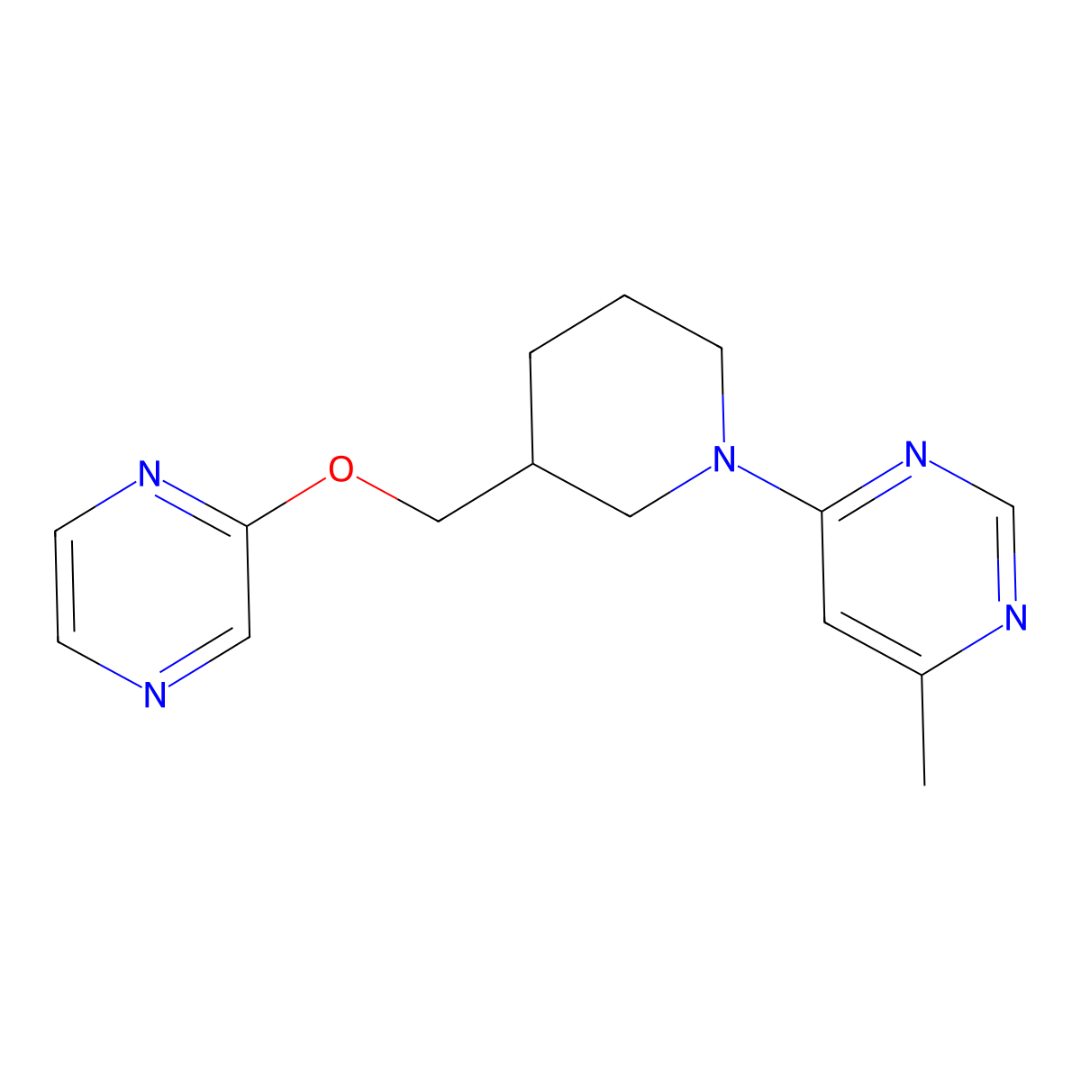 4-Methyl-6-{3-[(pyrazin-2-yloxy)methyl]piperidin-1-yl}pyrimidine molecular structure, CAS 2770640-82-7