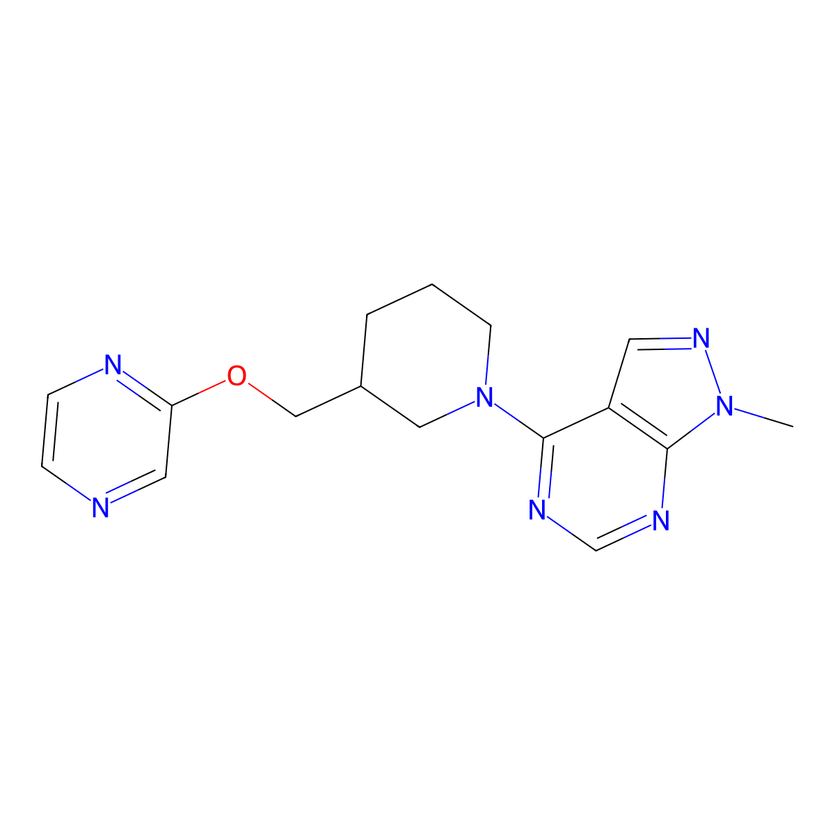 2-[(1-{1-methyl-1H-pyrazolo[3,4-d]pyrimidin-4-yl}piperidin-3-yl)methoxy]pyrazine molecular structure, CAS 2770640-85-0