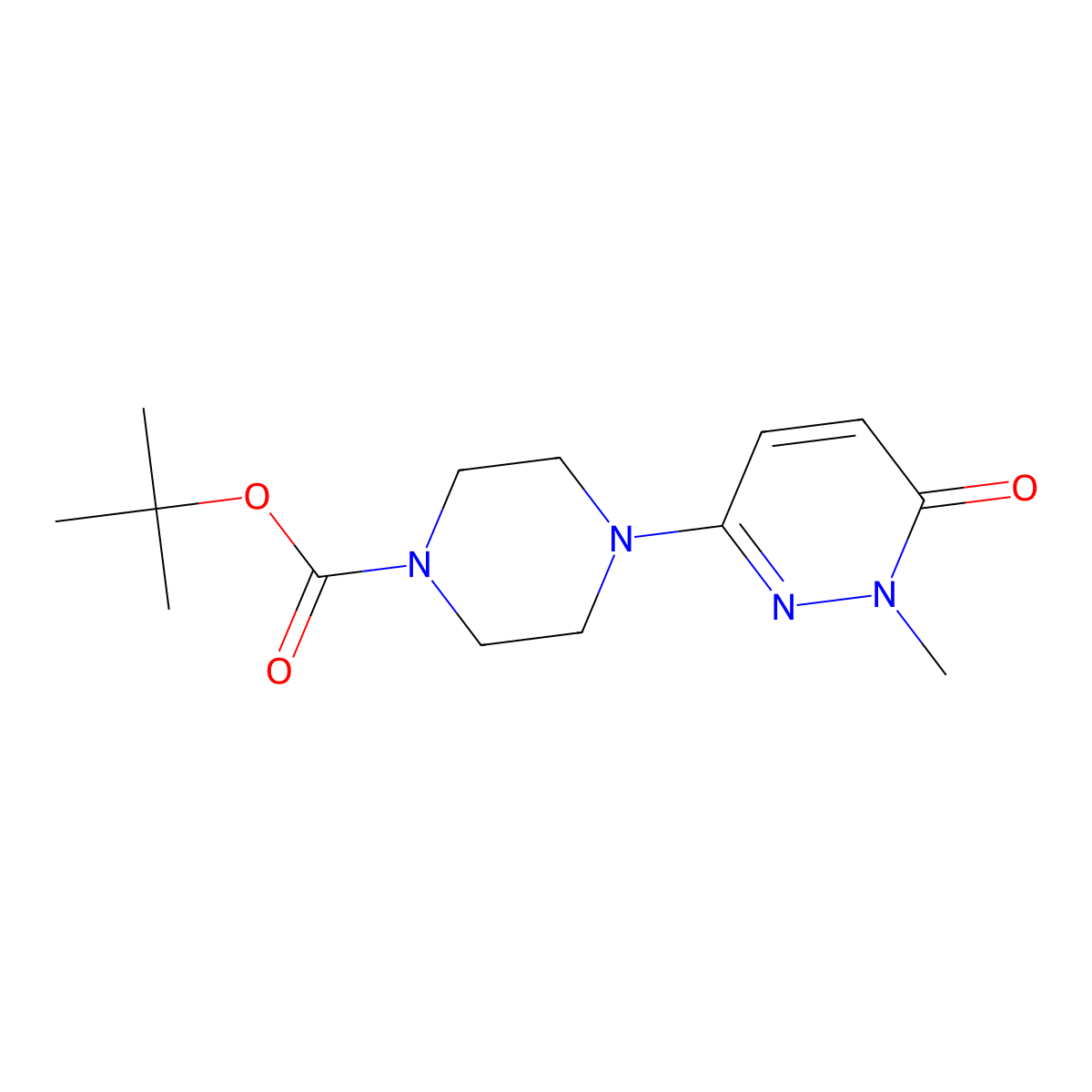 Tert-butyl 4-(1-methyl-6-oxo-1,6-dihydropyridazin-3-yl)piperazine-1-carboxylate molecular structure, CAS 2770640-92-9