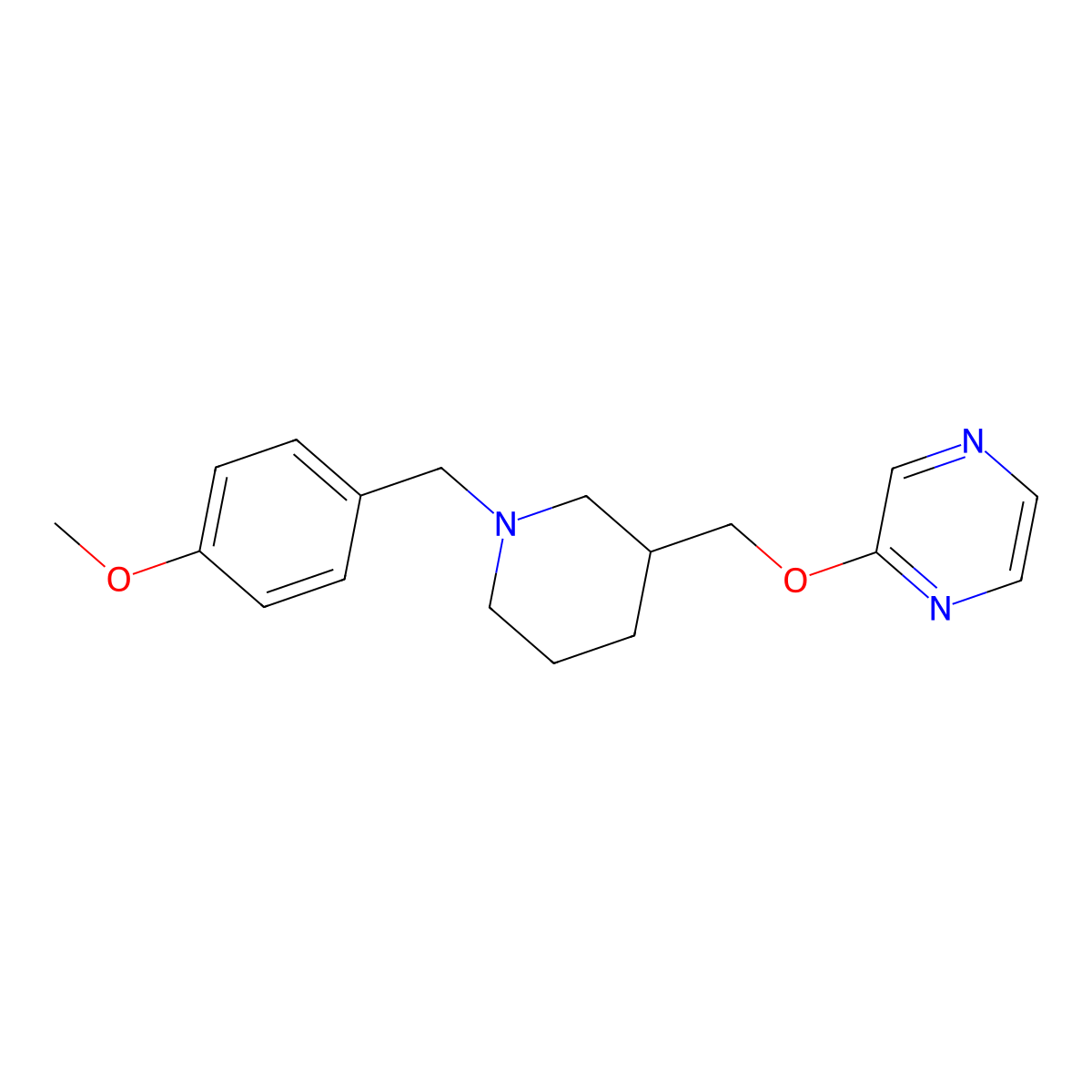 2-({1-[(4-Methoxyphenyl)methyl]piperidin-3-yl}methoxy)pyrazine molecular structure, CAS 2770640-93-0