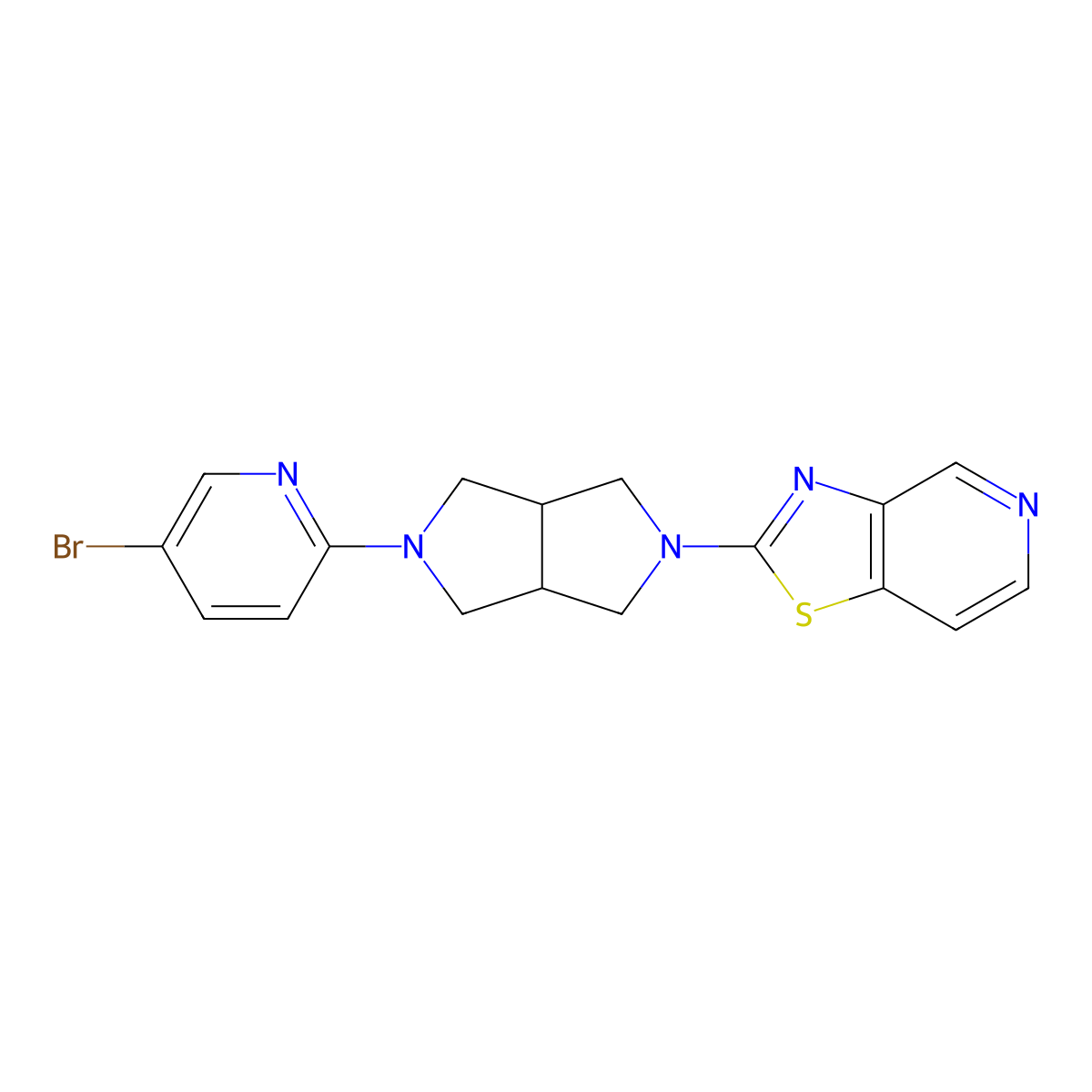 5-Bromo-2-(5-{[1,3]thiazolo[4,5-c]pyridin-2-yl}-octahydropyrrolo[3,4-c]pyrrol-2-yl)pyridine molecular structure, CAS 2770640-99-6