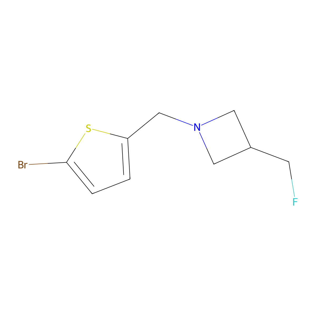 1-((5-Bromothiophen-2-yl)methyl)-3-(fluoromethyl)azetidine molecular structure, CAS 2770641-00-2