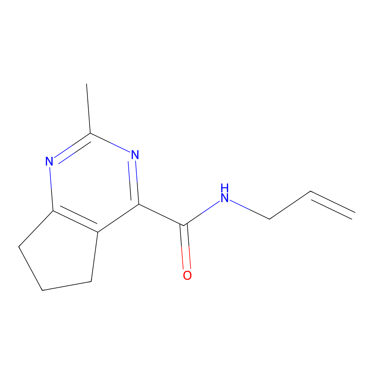 2-methyl-N-(prop-2-en-1-yl)-5H,6H,7H-cyclopenta[d]pyrimidine-4-carboxamide molecular structure, CAS 2770641-03-5