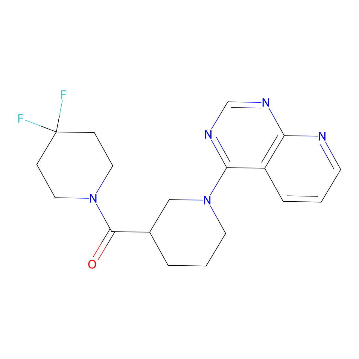 3-(4,4-Difluoropiperidine-1-carbonyl)-1-{pyrido[2,3-d]pyrimidin-4-yl}piperidine molecular structure, CAS 2770641-06-8