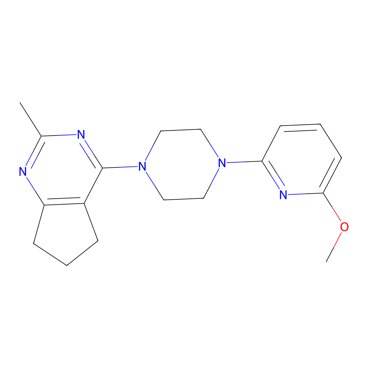 1-(6-methoxypyridin-2-yl)-4-{2-methyl-5H,6H,7H-cyclopenta[d]pyrimidin-4-yl}piperazine molecular structure, CAS 2770641-13-7
