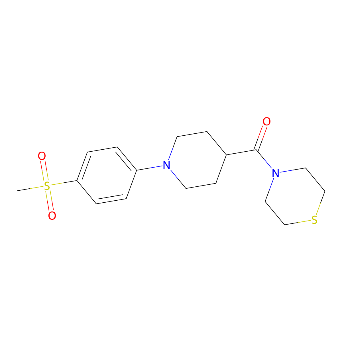 4-[1-(4-Methanesulfonylphenyl)piperidine-4-carbonyl]thiomorpholine molecular structure, CAS 2770641-15-9