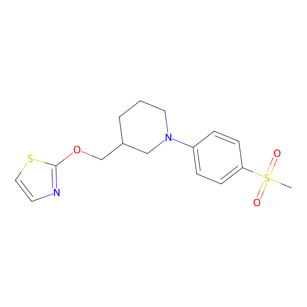 1-(4-Methanesulfonylphenyl)-3-[(1,3-thiazol-2-yloxy)methyl]piperidine molecular structure, CAS 2770641-18-2