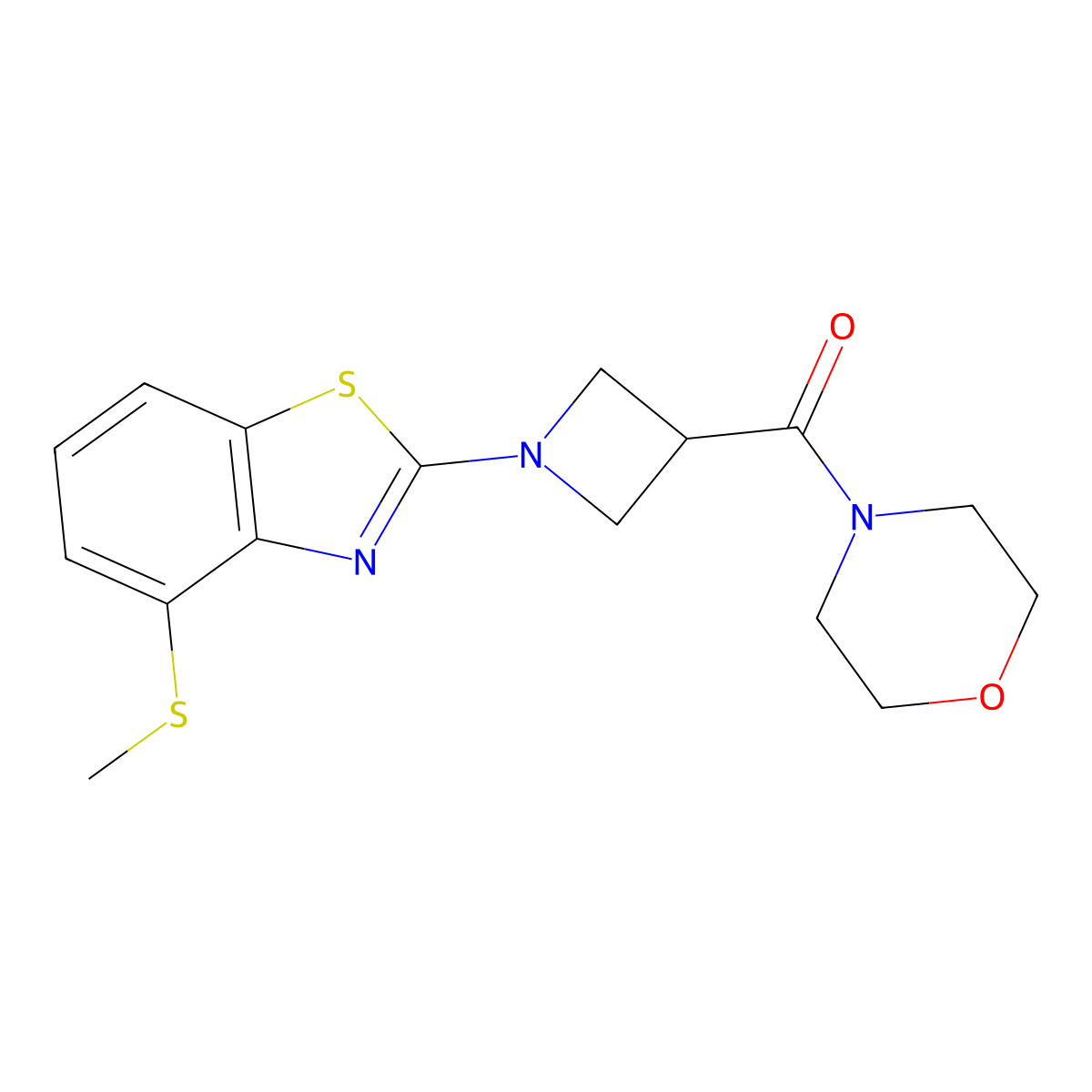 4-(Methylsulfanyl)-2-[3-(morpholine-4-carbonyl)azetidin-1-yl]-1,3-benzothiazole molecular structure, CAS 2770641-26-2