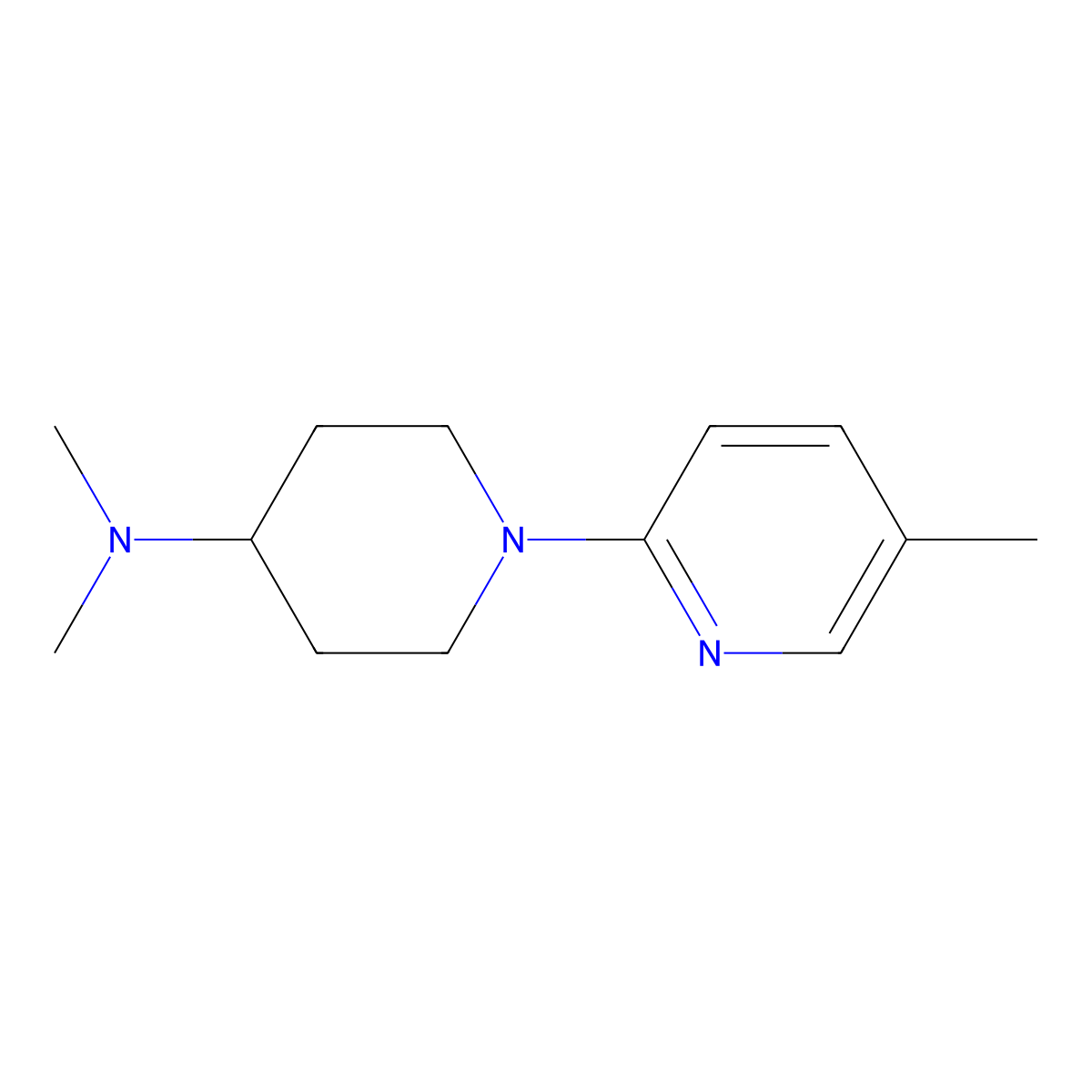 N,N-dimethyl-1-(5-methylpyridin-2-yl)piperidin-4-amine molecular structure, CAS 2770641-27-3