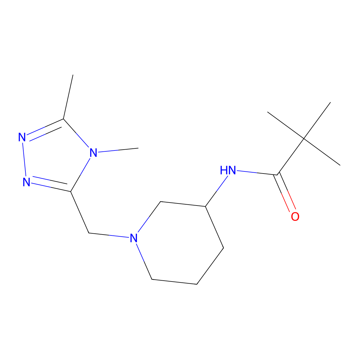 N-{1-[(4,5-dimethyl-4H-1,2,4-triazol-3-yl)methyl]piperidin-3-yl}-2,2-dimethylpropanamide molecular structure, CAS 2770641-29-5