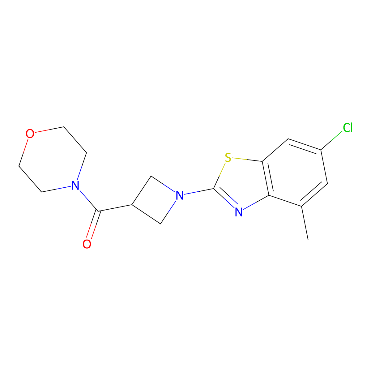 6-Chloro-4-methyl-2-[3-(morpholine-4-carbonyl)azetidin-1-yl]-1,3-benzothiazole molecular structure, CAS 2770641-30-8