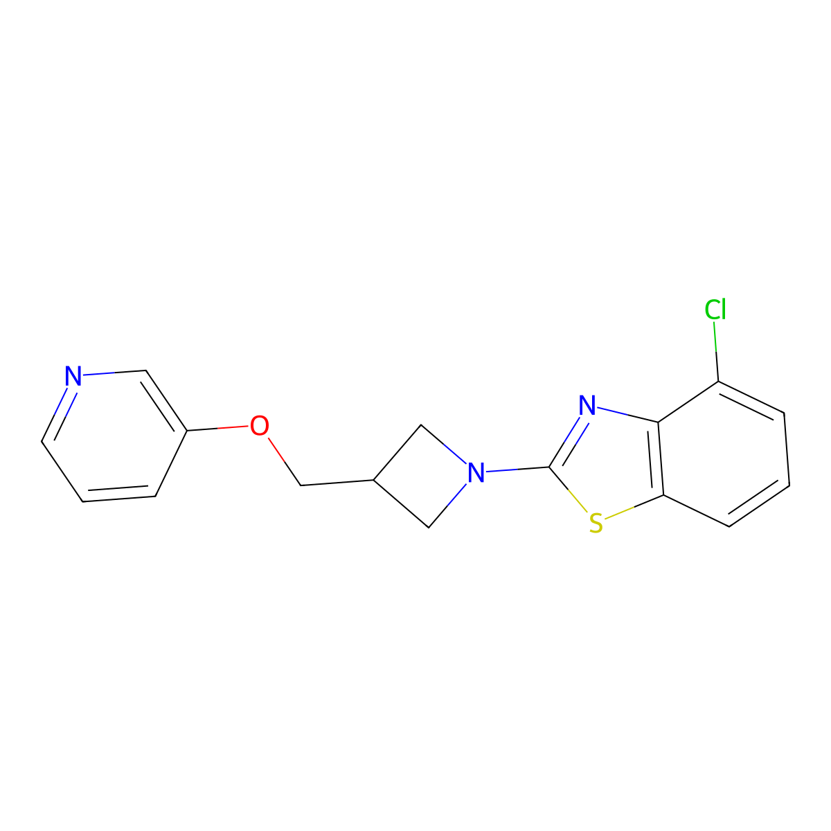 4-Chloro-2-{3-[(pyridin-3-yloxy)methyl]azetidin-1-yl}-1,3-benzothiazole molecular structure, CAS 2770641-32-0