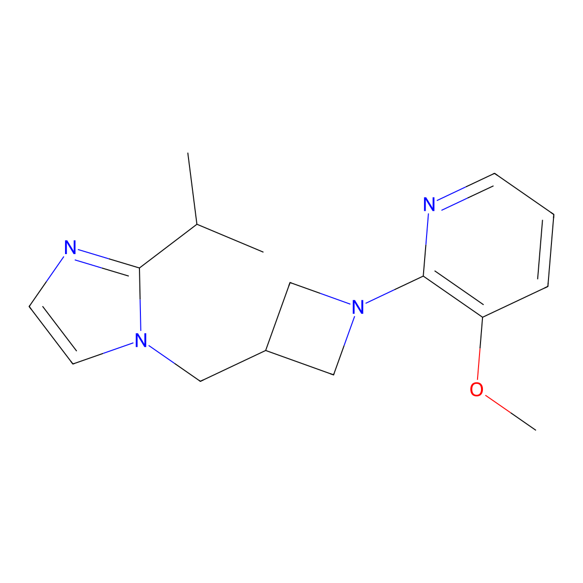 3-methoxy-2-(3-{[2-(propan-2-yl)-1H-imidazol-1-yl]methyl}azetidin-1-yl)pyridine molecular structure, CAS 2770641-33-1