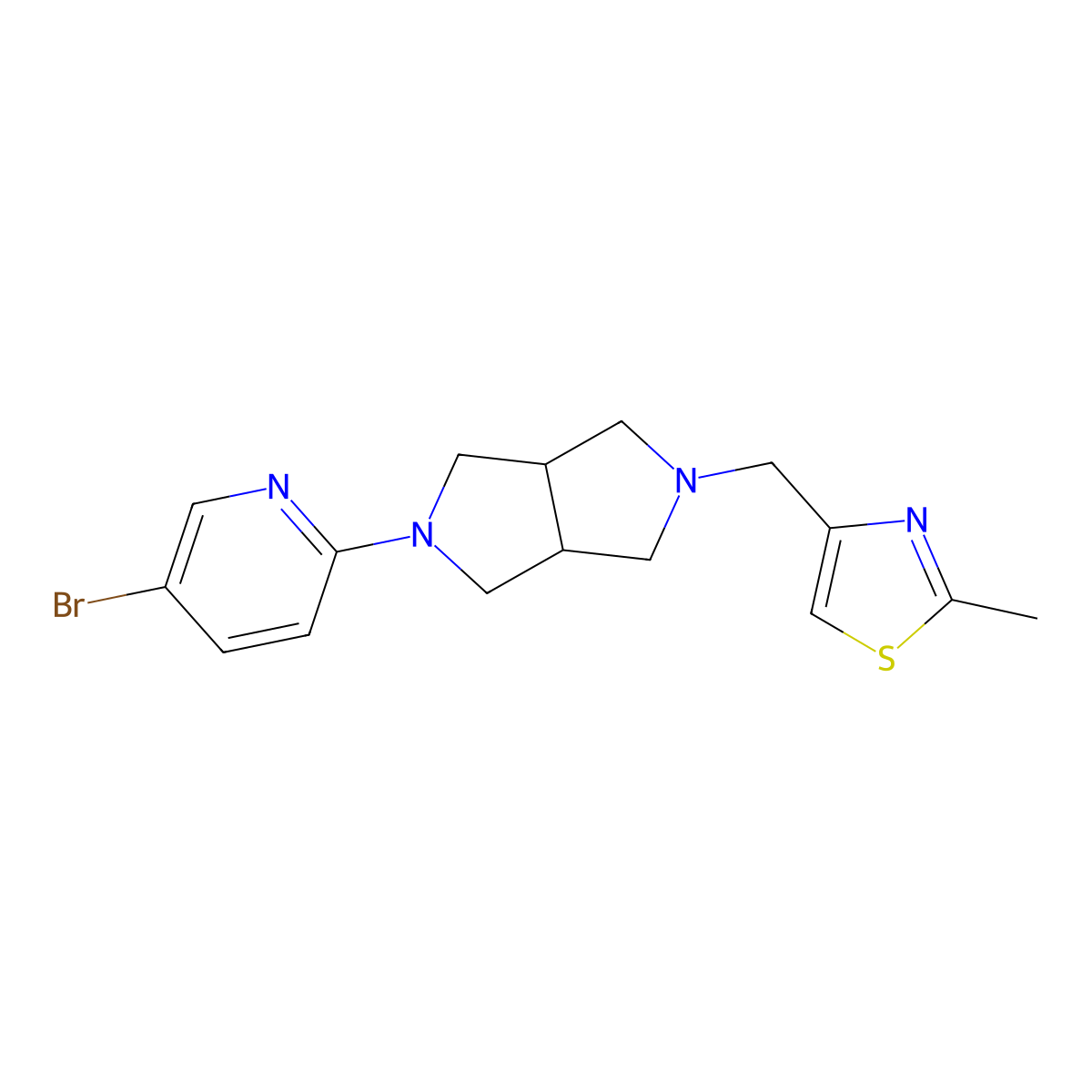 5-Bromo-2-{5-[(2-methyl-1,3-thiazol-4-yl)methyl]-octahydropyrrolo[3,4-c]pyrrol-2-yl}pyridine molecular structure, CAS 2770641-35-3