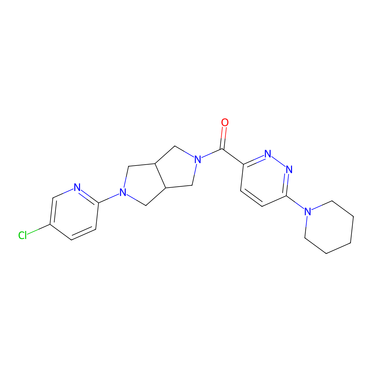 3-[5-(5-Chloropyridin-2-yl)-octahydropyrrolo[3,4-c]pyrrole-2-carbonyl]-6-(piperidin-1-yl)pyridazine molecular structure, CAS 2770641-37-5