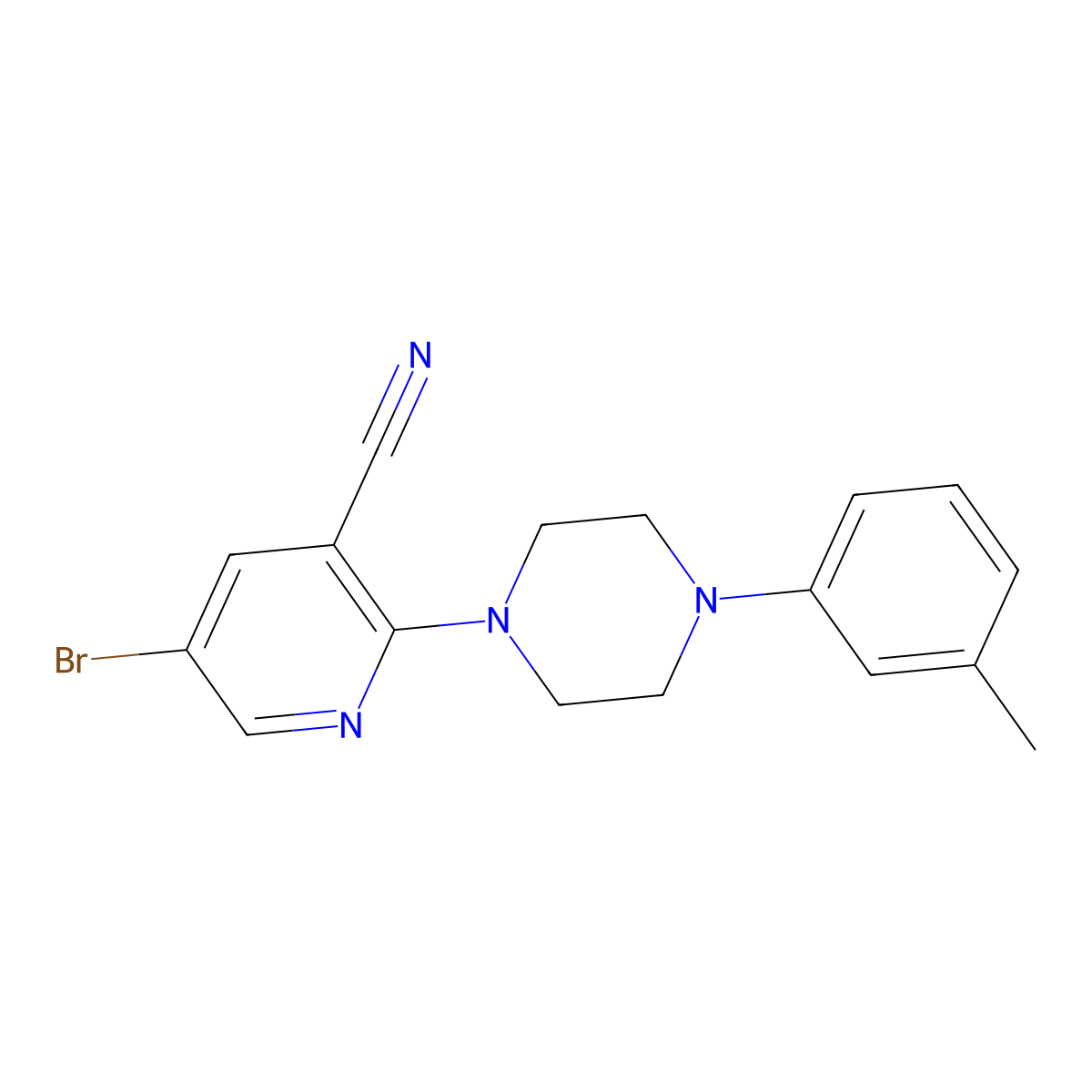 5-Bromo-2-[4-(3-methylphenyl)piperazin-1-yl]pyridine-3-carbonitrile molecular structure, CAS 2770641-41-1
