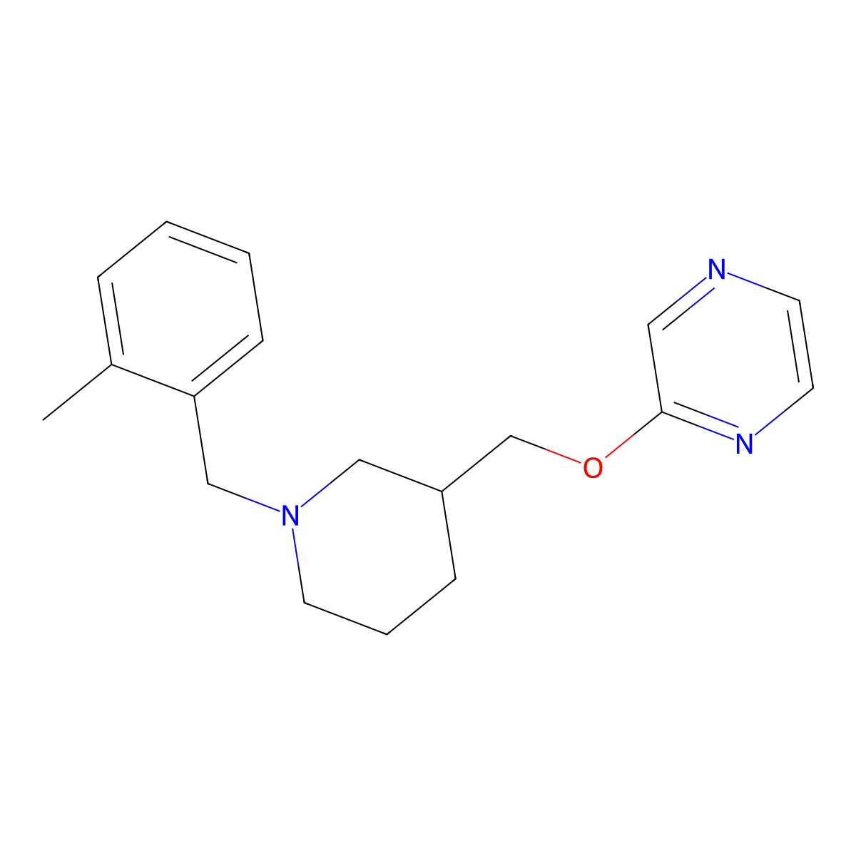 2-({1-[(2-Methylphenyl)methyl]piperidin-3-yl}methoxy)pyrazine molecular structure, CAS 2770641-43-3