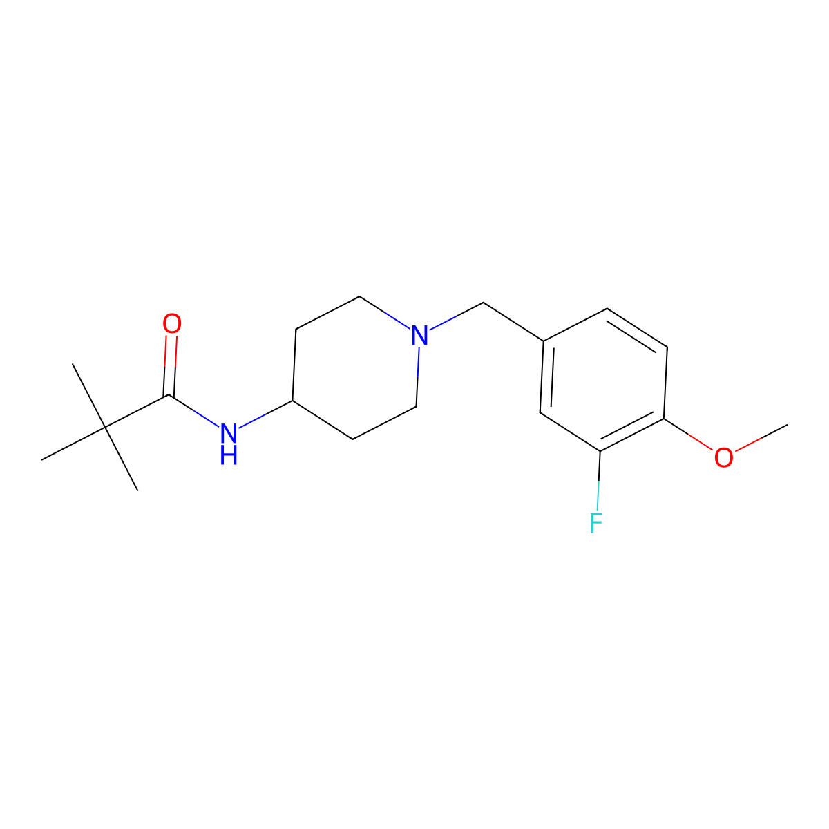 N-{1-[(3-fluoro-4-methoxyphenyl)methyl]piperidin-4-yl}-2,2-dimethylpropanamide molecular structure, CAS 2770641-57-9