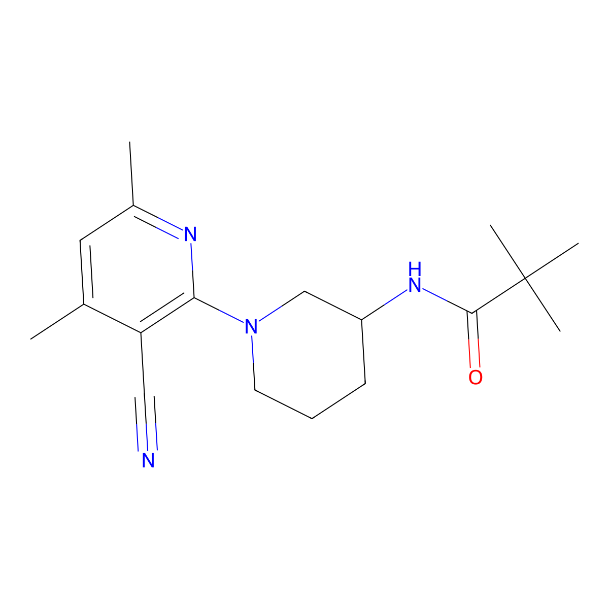 N-[1-(3-cyano-4,6-dimethylpyridin-2-yl)piperidin-3-yl]-2,2-dimethylpropanamide molecular structure, CAS 2770641-59-1