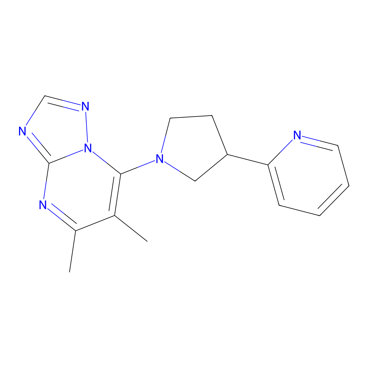 2-(1-{5,6-Dimethyl-[1,2,4]triazolo[1,5-a]pyrimidin-7-yl}pyrrolidin-3-yl)pyridine molecular structure, CAS 2770641-66-0