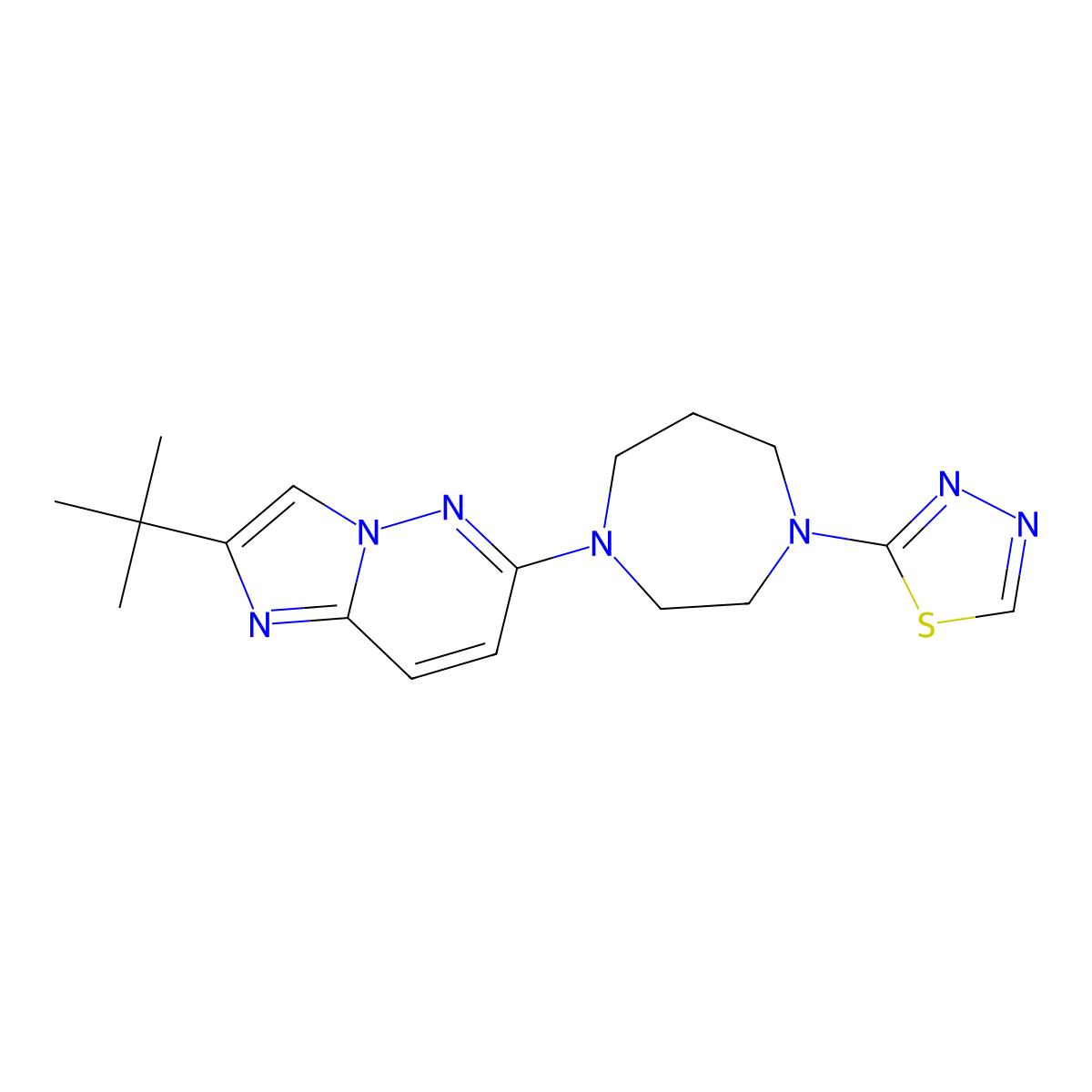 1-{2-Tert-butylimidazo[1,2-b]pyridazin-6-yl}-4-(1,3,4-thiadiazol-2-yl)-1,4-diazepane molecular structure, CAS 2770641-70-6