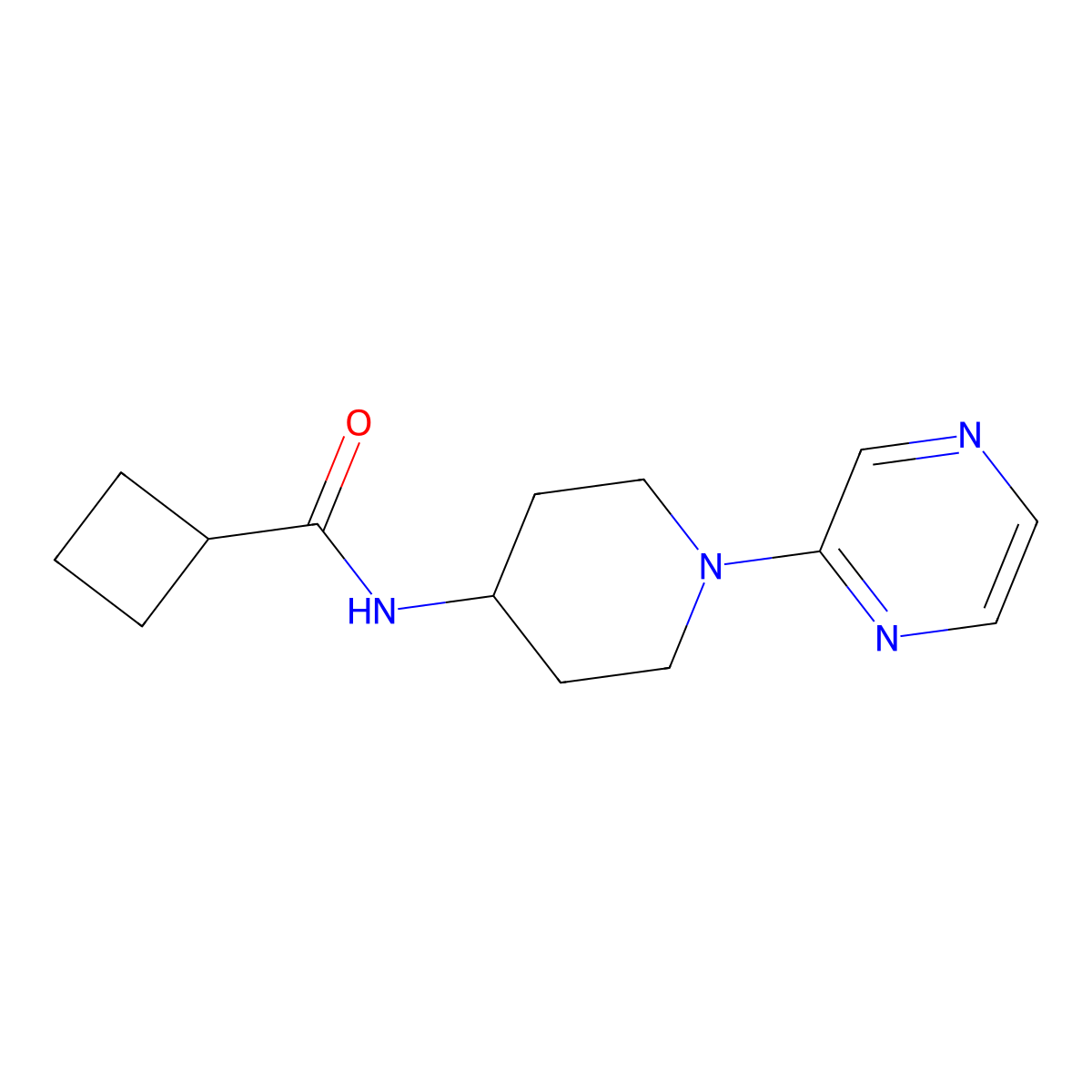 N-[1-(pyrazin-2-yl)piperidin-4-yl]cyclobutanecarboxamide molecular structure, CAS 2770641-72-8