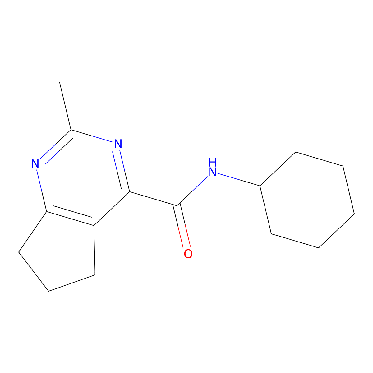 N-cyclohexyl-2-methyl-5H,6H,7H-cyclopenta[d]pyrimidine-4-carboxamide molecular structure, CAS 2770641-73-9