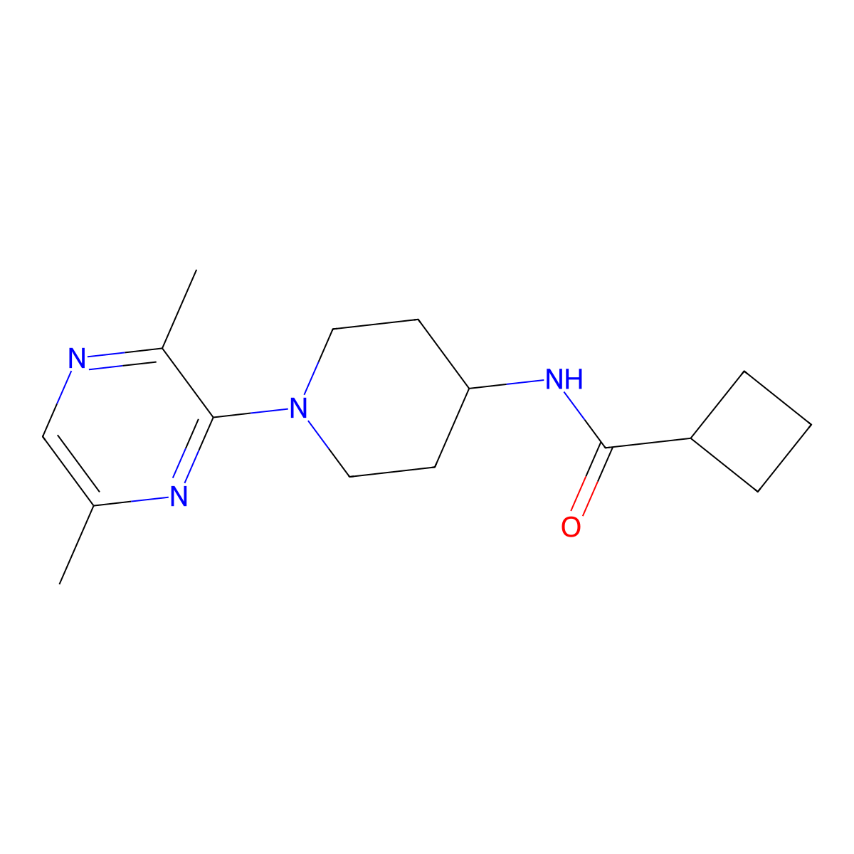 N-[1-(3,6-dimethylpyrazin-2-yl)piperidin-4-yl]cyclobutanecarboxamide molecular structure, CAS 2770641-75-1