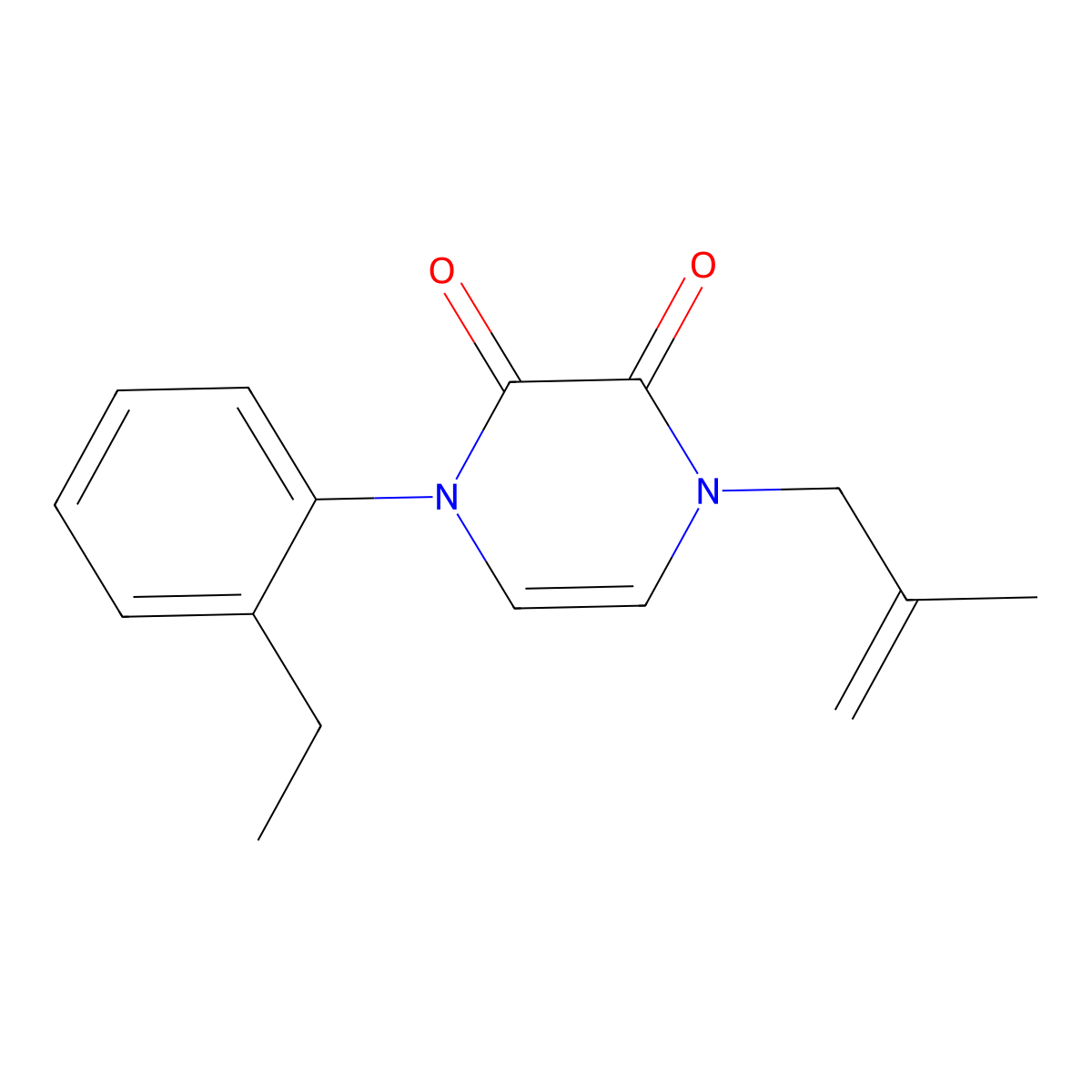 1-(2-Ethylphenyl)-4-(2-methylprop-2-en-1-yl)-1,2,3,4-tetrahydropyrazine-2,3-dione molecular structure, CAS 2770641-82-0