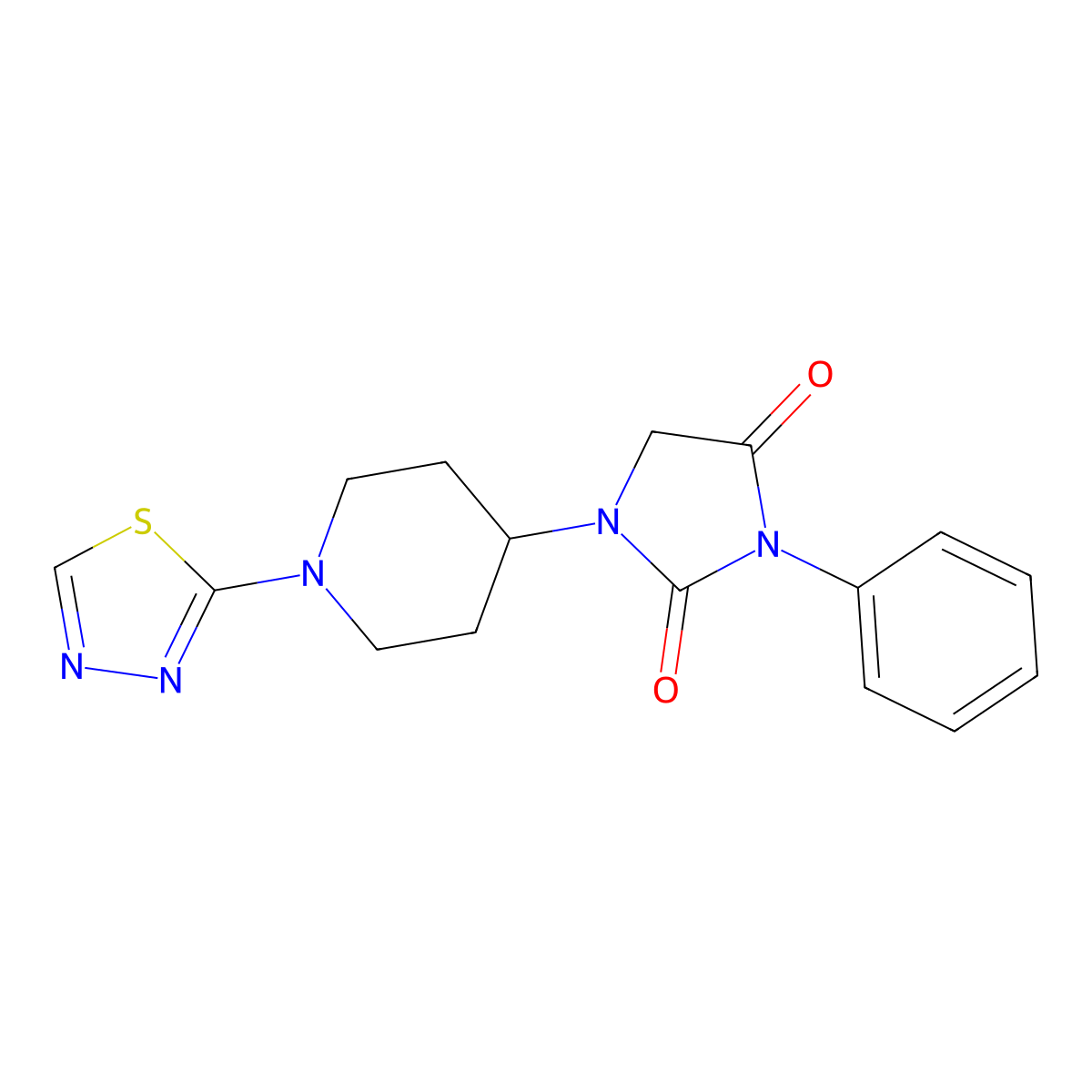 3-Phenyl-1-[1-(1,3,4-thiadiazol-2-yl)piperidin-4-yl]imidazolidine-2,4-dione molecular structure, CAS 2770641-87-5