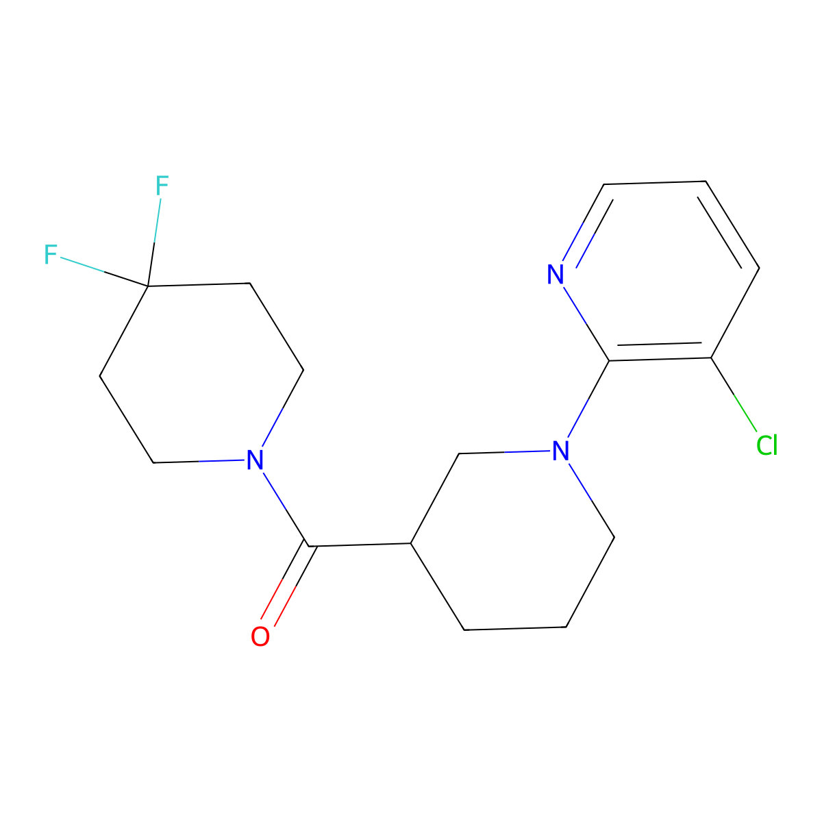 3-Chloro-2-[3-(4,4-difluoropiperidine-1-carbonyl)piperidin-1-yl]pyridine molecular structure, CAS 2770641-93-3
